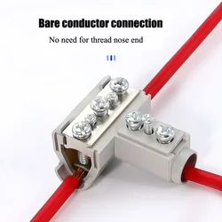 80-415A Wire Splitter High-power T-shaped Copper Clamp Cable Connector 3-way Branch Quick Wiring Terminal Block