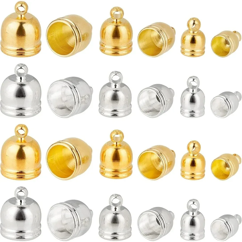 

120pcs 2 Colors 3 Sizes Brass Cord End Caps Leather Ends Caps Cord End Caps for Necklace Bracelet Jewelry MakingHole: 1mm