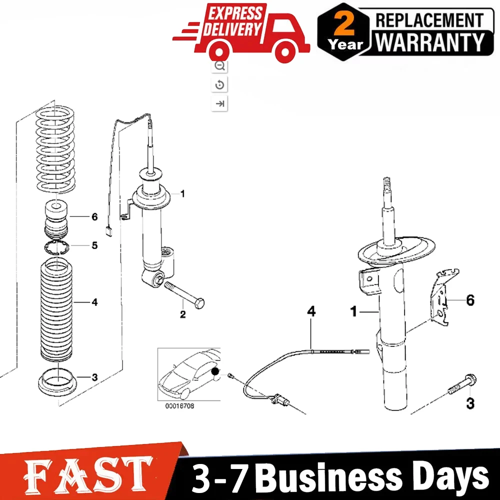 

4x Front Rear Shock Absorber w/EDC For BMW 7 Series E38 740i 740iL 750iL