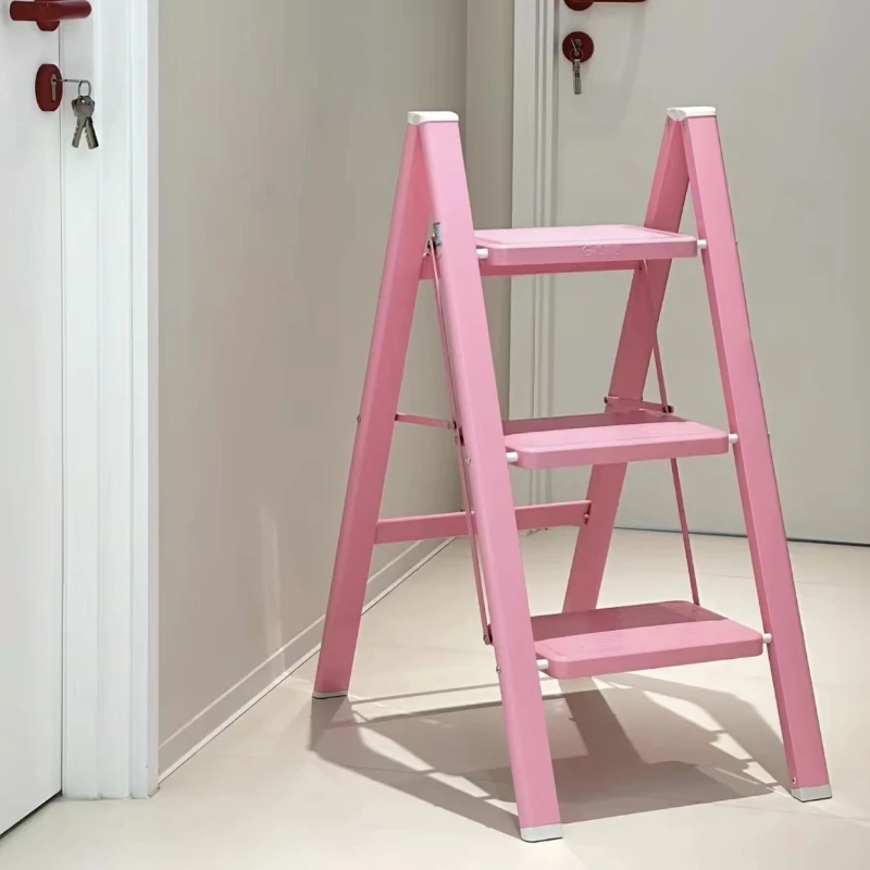Adjustable Folding Frame Ladder ，Multifunctional Household Stepwith Plant Stand Shelf,Sturdy Display Rack for Storage Decoration