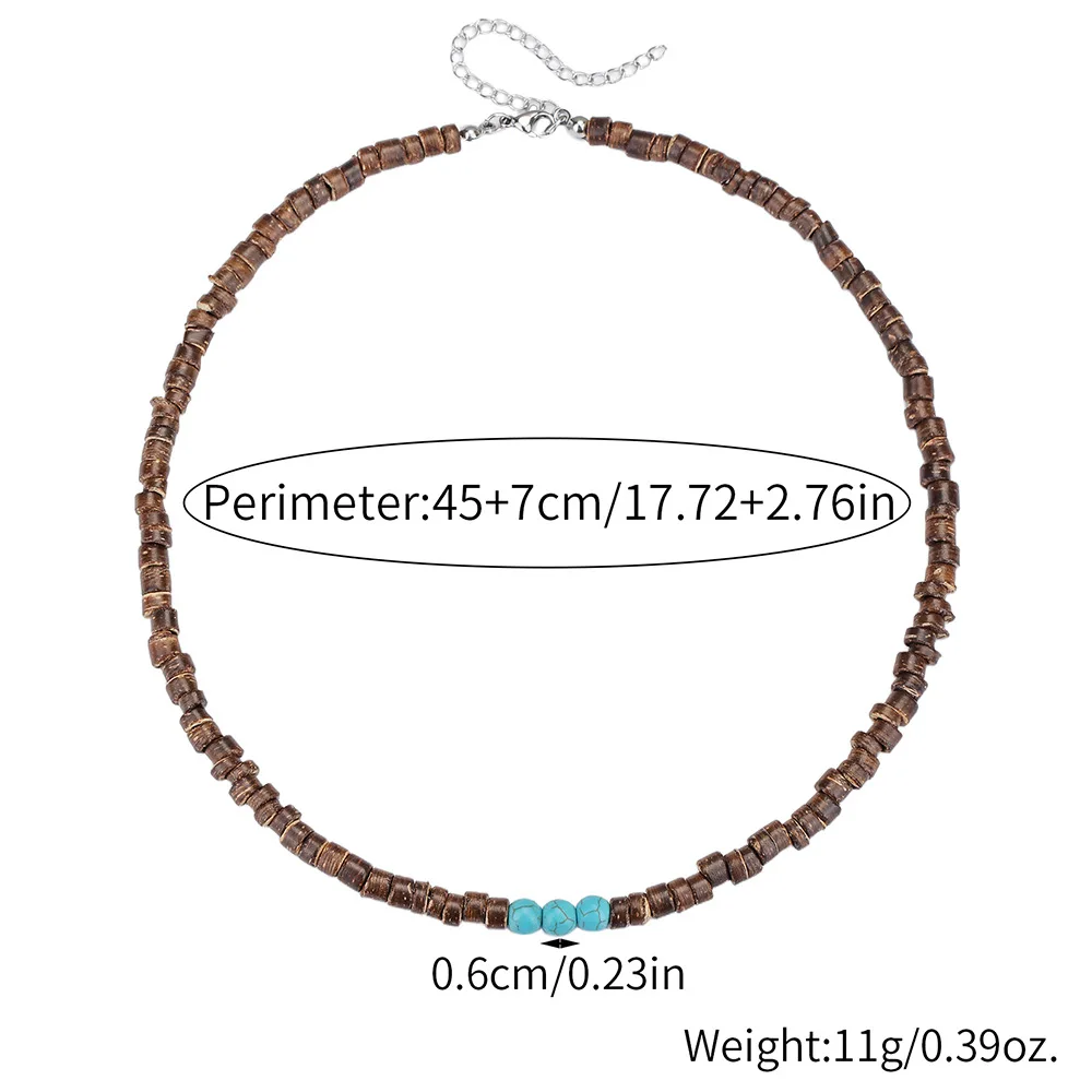 البوهيمي الرجال جوز الهند شل الفيروز قلادة الربط تصميم الأزياء التبعي لارتداء عارضة #3