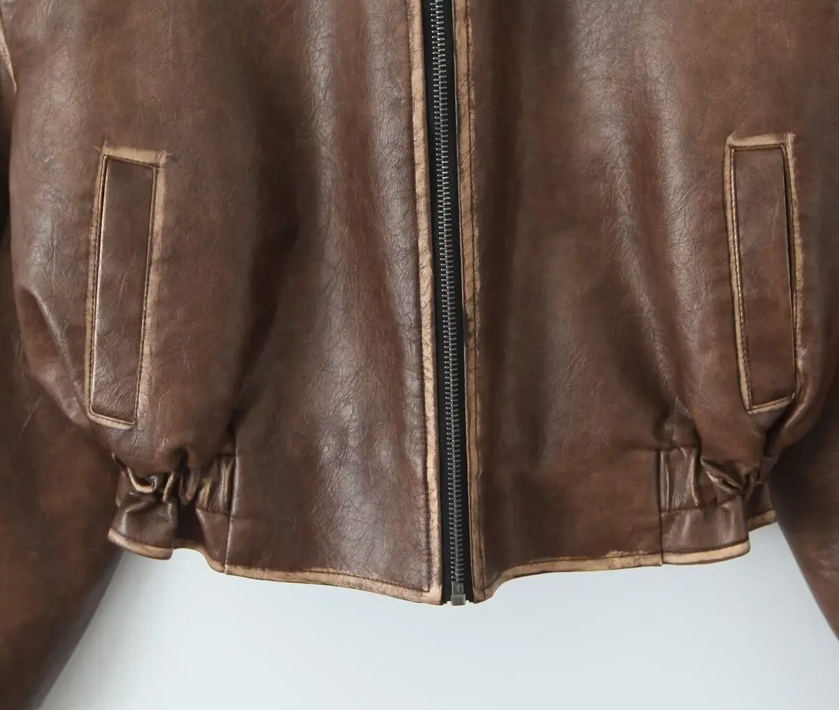 Giacca in pelle lavata a strati Bomber giacca invernale donna British Retro Vintage Boyfriend Brown