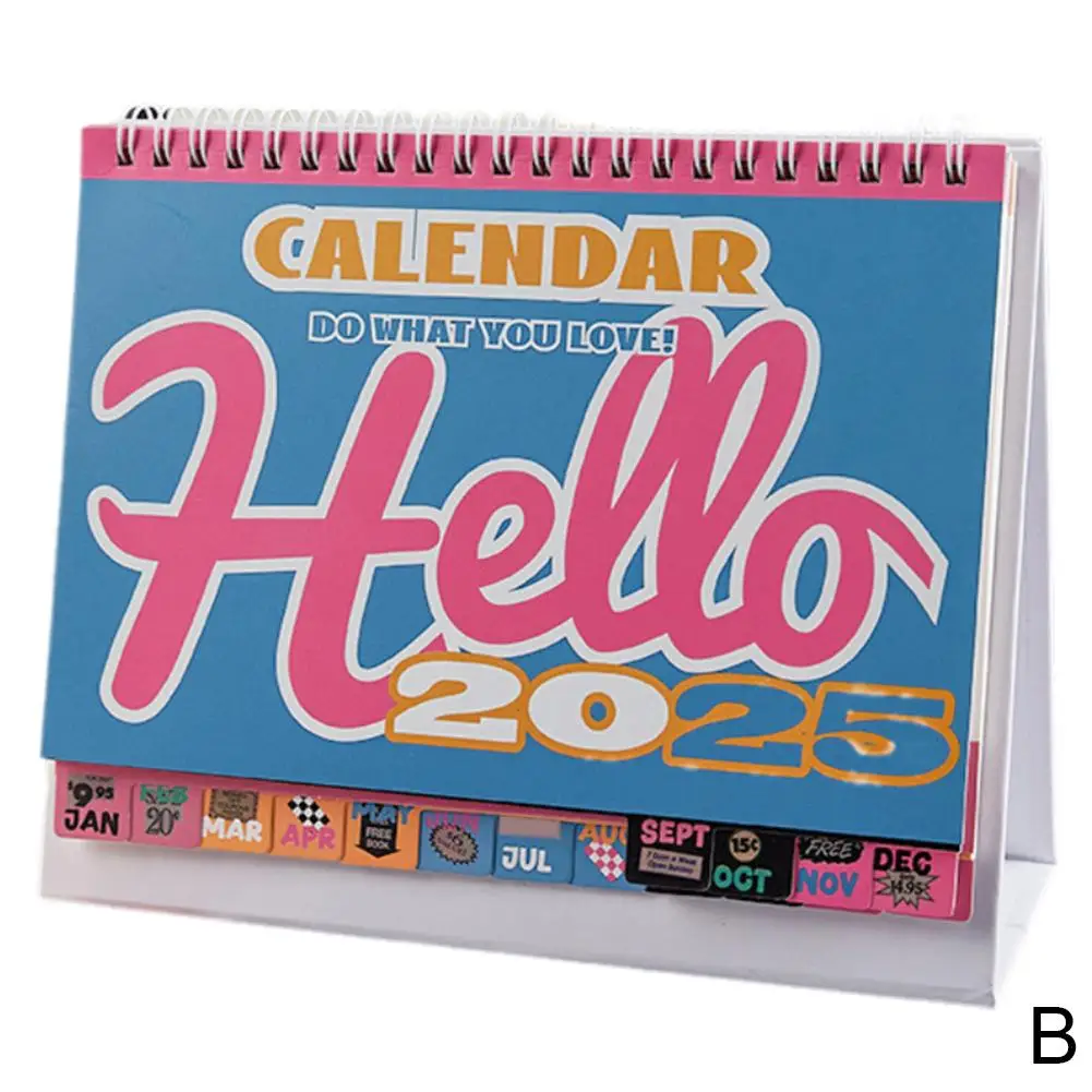 Desktop Calendar Self-Probe Punch Card, para fazer a lista Planner, Casa e material de escritório, K2b1, 2025