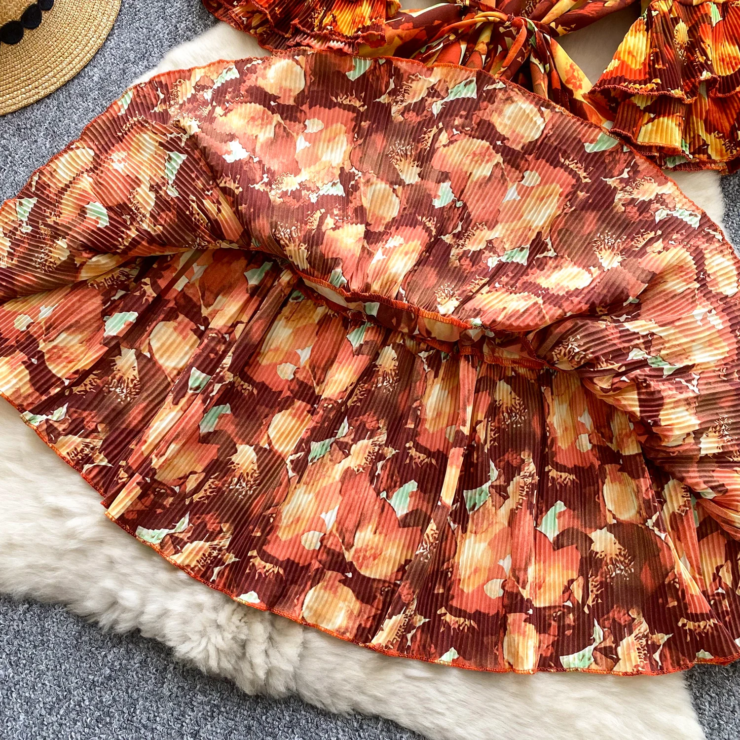 Chic sexy O-collo impiombato fata A-line estate donna Boho vestito estivo abbigliamento donna mini abito