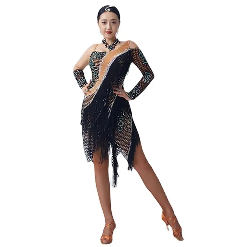 L-2033 Latin Dance Professional Dress For women Latin Dancing Performance Costume Rumba Customized Competition Tassel Dress