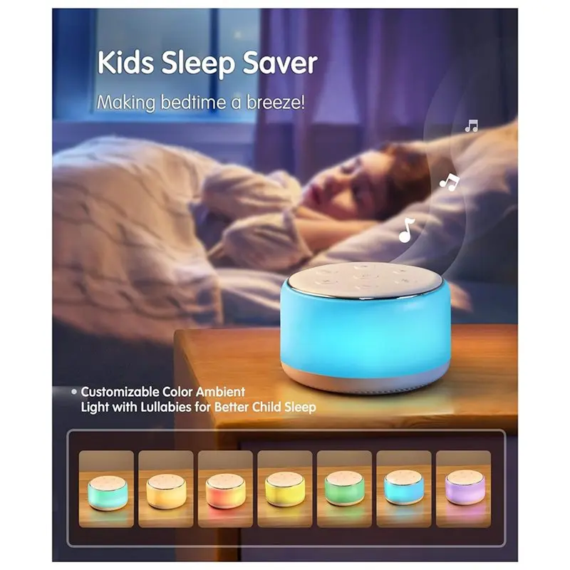【NEW USER EXCLUSIVE】White Noise Sound Machine For Baby For Sleeping-Rechargeable, 34 Soothing Sounds With Night Light