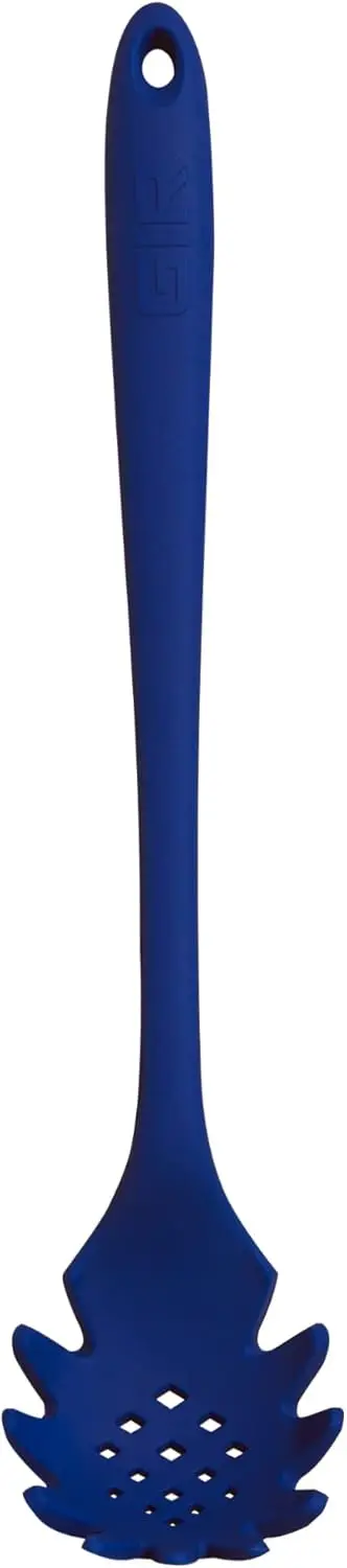 Get It Right Premium Silicone Spaghetti Spoon - Non-Stick Heat Resistant Silicone Pasta Fork - Perfect for Cooking, Strainer, and Serving - 13 IN, Navy