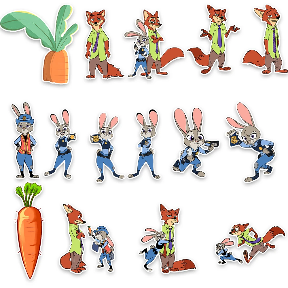 60 قطعة/المجموعة الرسوم المتحركة فيلم Zootopia 2 جوديث نيك وايلد DIY حقيبة الظهر دفتر سكيت ملصقات مقاومة للماء اللعب هدية #3