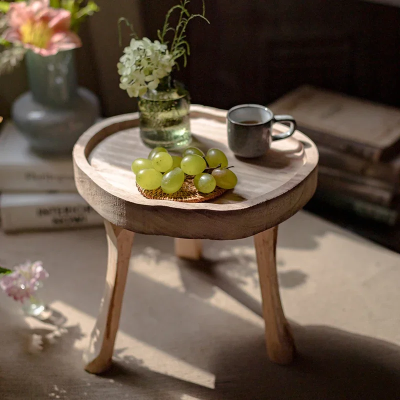 Paulownia الخشب حامل أوعية الزهور الرجعية فريدة من نوعها منخفضة البراز نقر ولسان زارع رف شرفة أو حديقة ديكور عصاري