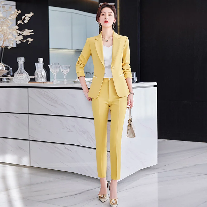 

Korean Style Fashion Business Attire Suit Slim Fit Small Business Suit Female Clerk Hotel Work Clothes Long Sleeve Suit Formal W