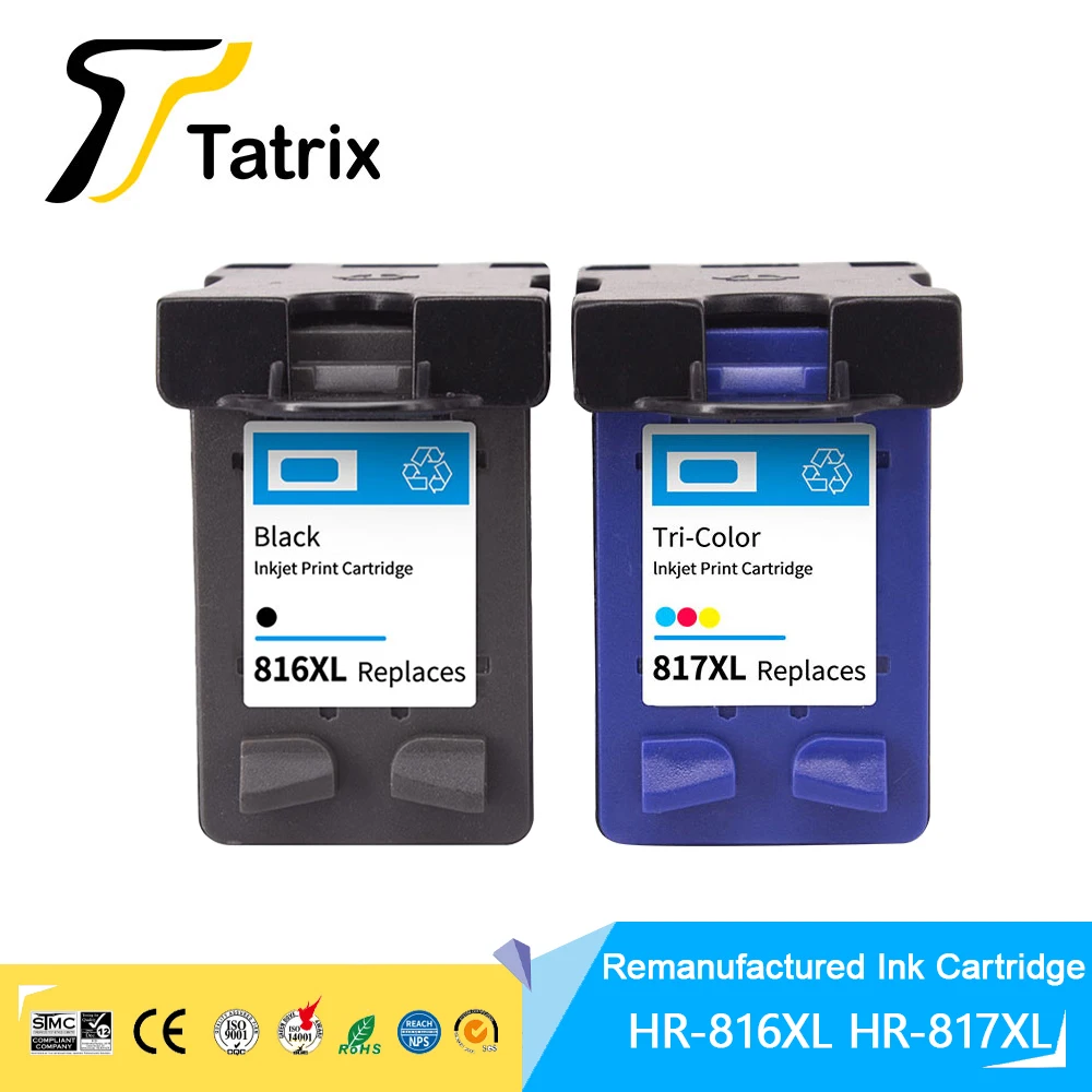 Tatrix 816 816XL 817 817XL Premium Remanufactured Color Inkjet Ink Cartridge for HP DeskJet D2468 2368 F2288 2188 f388 Printer