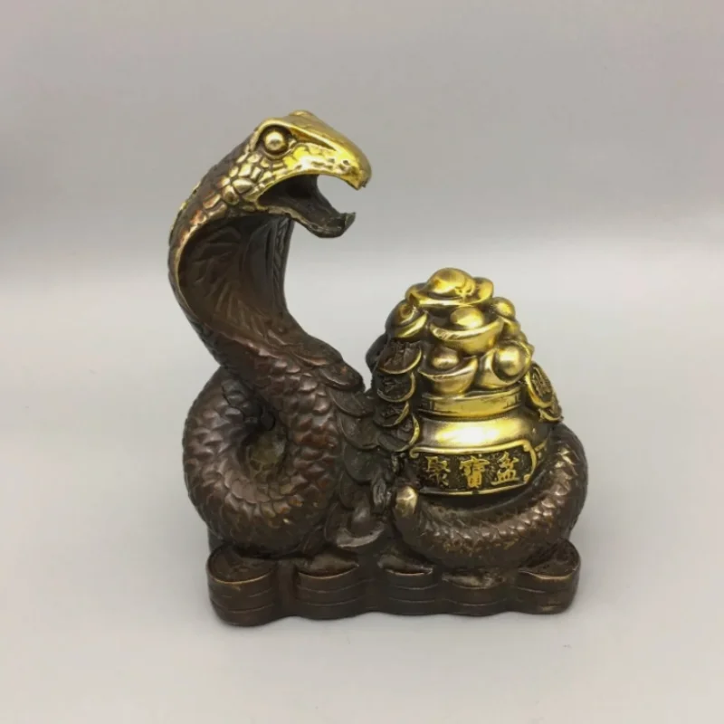 

Copper gilded treasure pot, wealth snake