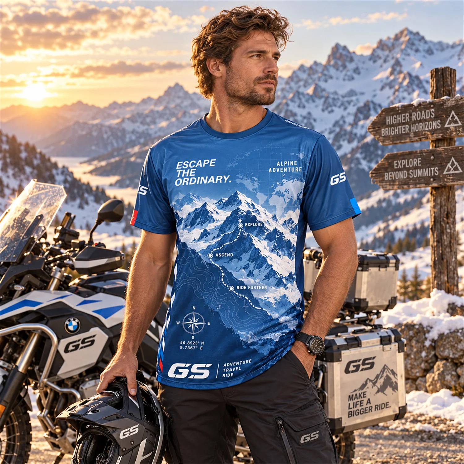 GS Motorcycle T Shirt Men Women Alpine Adventure Riding Graphic Short Sleeve Tee Mountain Off Road Travel Outdoor Shirt