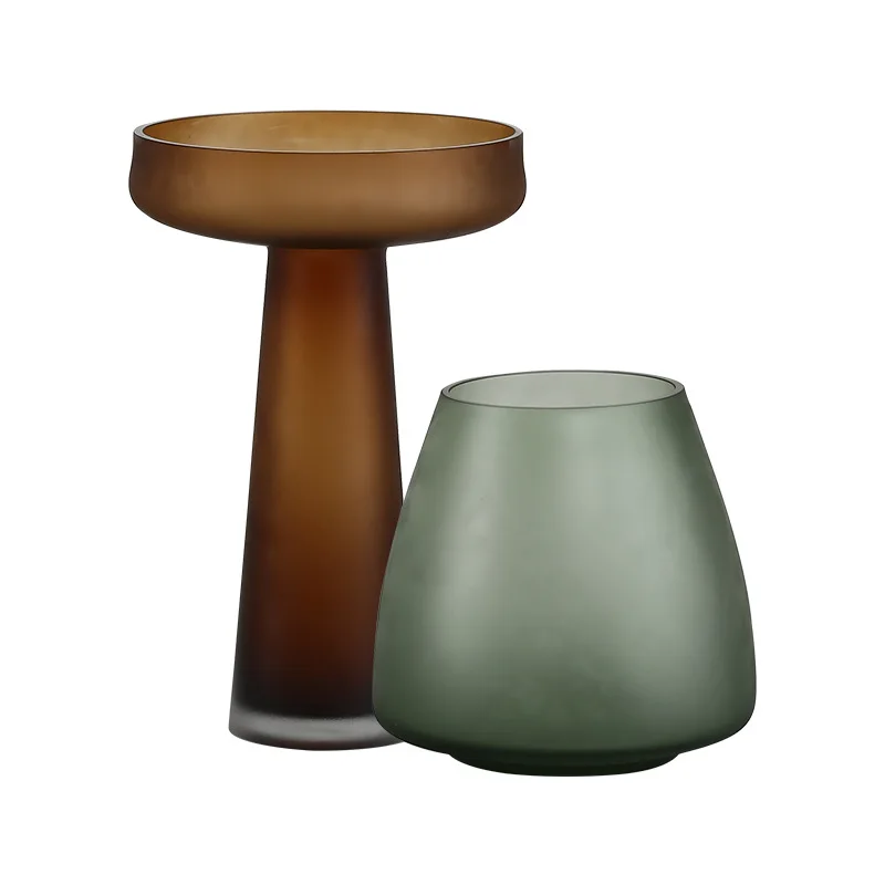 

Creative matte modern simple glass vase ornament candlestick living room soft entrance decoration