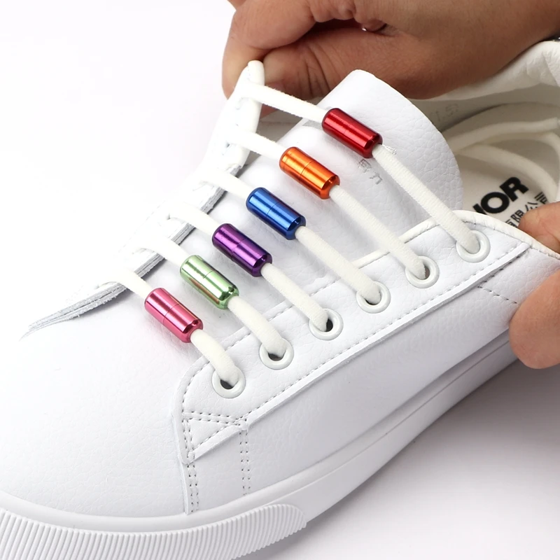 Elastic No Tie Shoe Laces Aluminum Capsule Lock Shoelaces for Kids Adult Sneakers Quick Shoelaces Semicircle Shoelace Lazy Laces