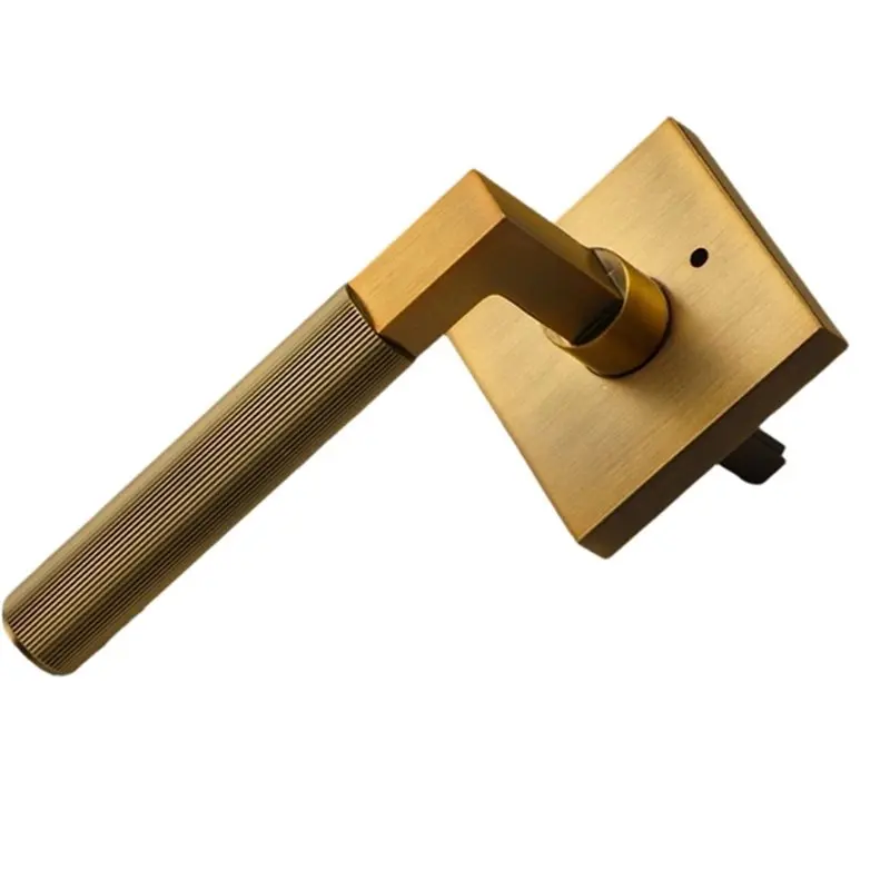 ABVG-Home Bathroom Lock Indoor Wooden Door Keyless Square Handle Emergency Unlock Toilet Door Lock Straight Tongue