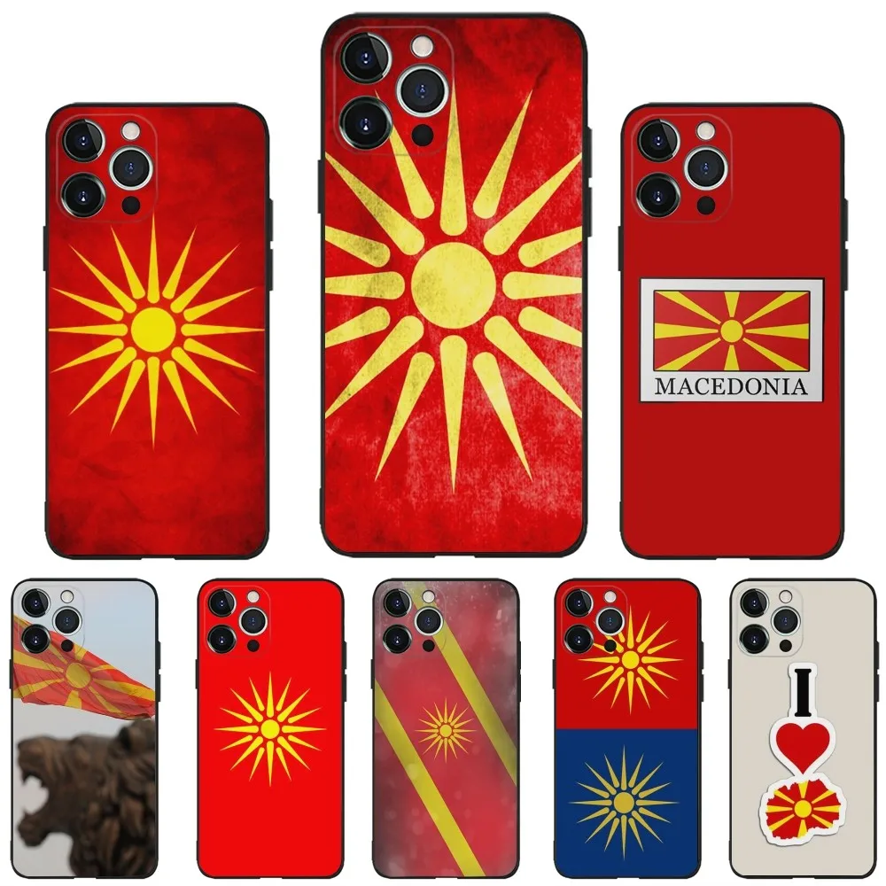 Macedonia Flag Phone Case For iPhone 16,15,14,13,12,11,Plus,Pro Max,XS,X,XR,SE,Mini,8,7 Soft Silicone Black Cover