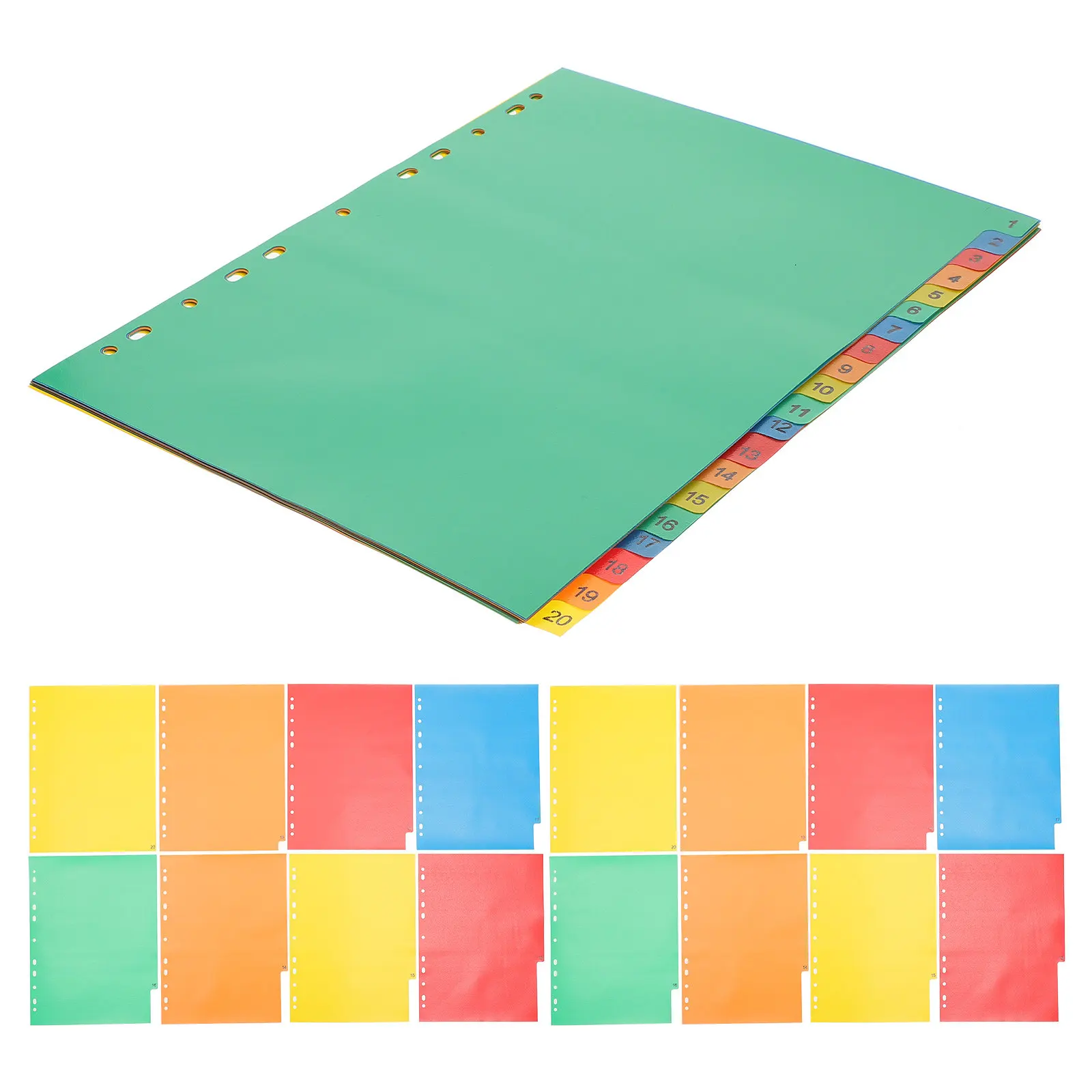 

20 листов перфорированной бумаги для переплета тетрадей, разделителей, организации документов в школе и офисе, карточек-индексов, для работы с файлами