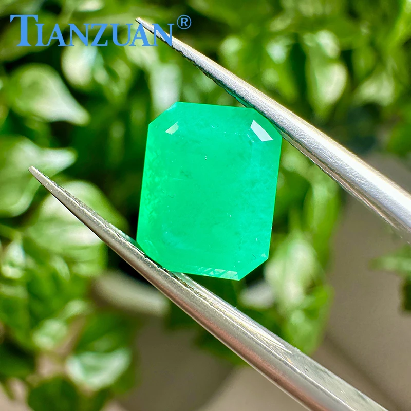 3# Lab Grown Emerald Rectangle Shape Emerald cut Created Hydrothermal Emerald with Cracks and Inclusions with AGL Certificate