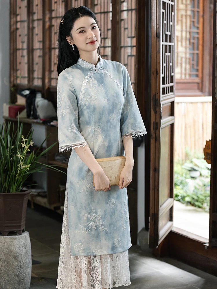 

Blue Slimming Young Sle Autumn Collection Ele Long Sve Daily Wear Polyester And Spandex Blend