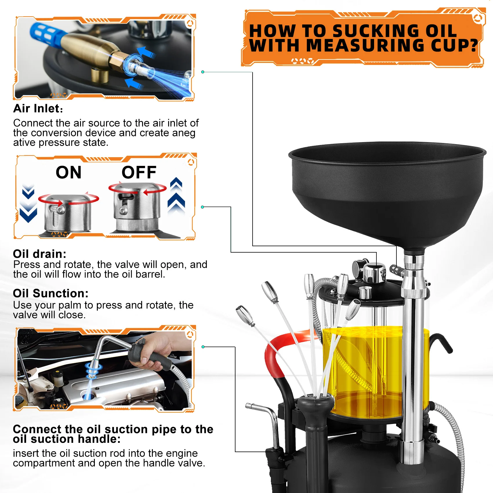 Pneumatic oil pumping machine Waste oil recovery Large capacity collector