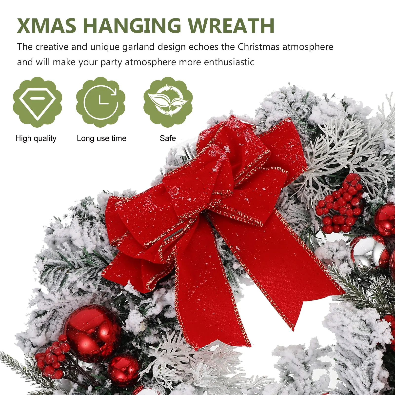 

1Pcs Christmas Wreath Artificial Vivid Door Hanging Decor Festival Garland Xmas Ornament Christmas Wreath