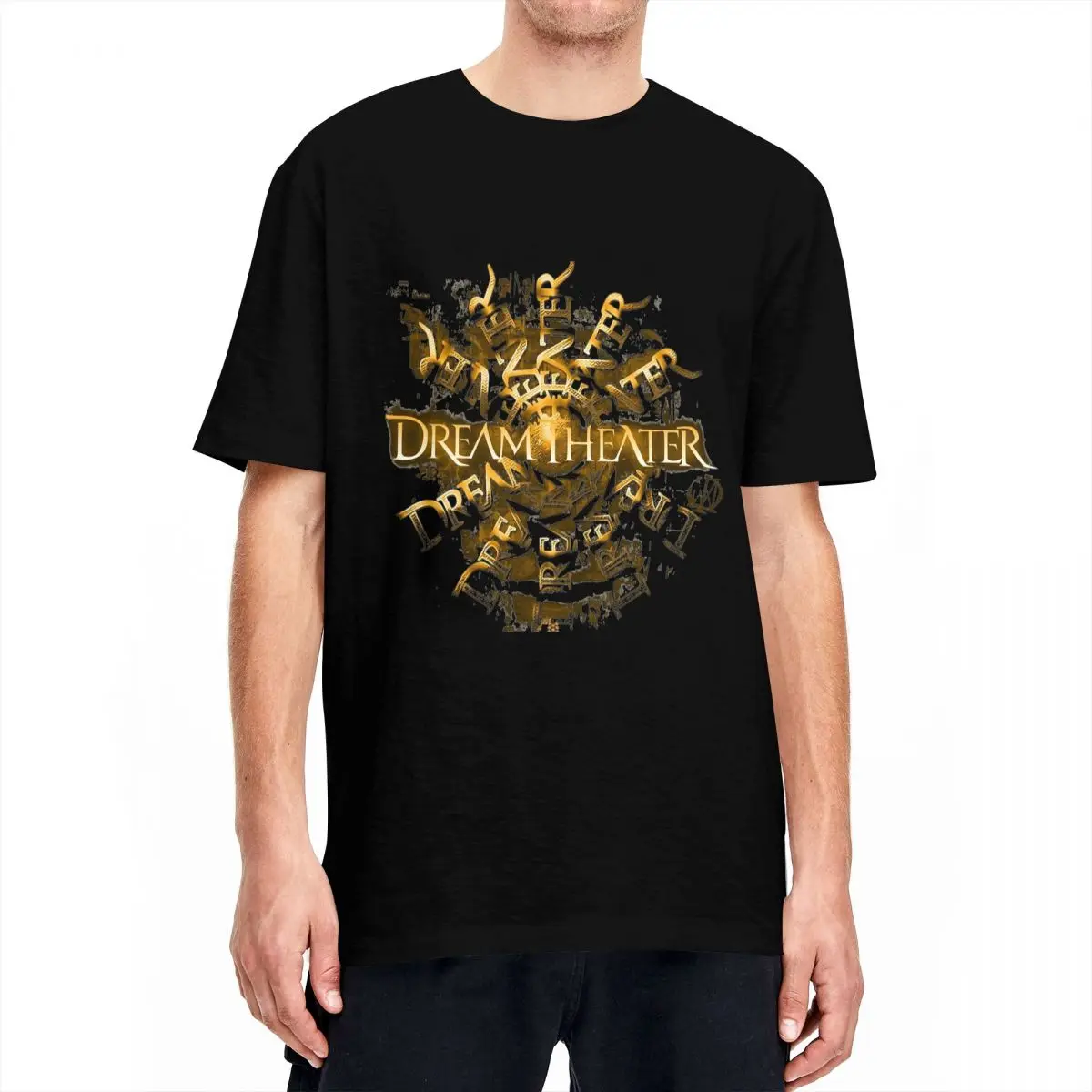 Gold Theater Ring T-Shirt Unisex 100%Cotton Top Tee Retro Dream Theater Band Round Neck Short Sleeve