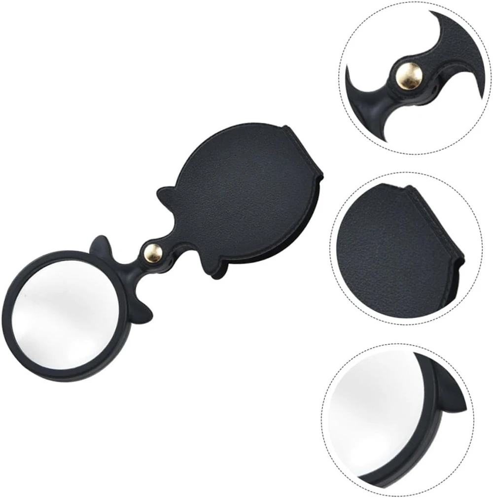 10x Mini Magnifier Folding Pocket Magnifier with Black Rotating Protective Case for Reading Newspapers, Books, Hobbies