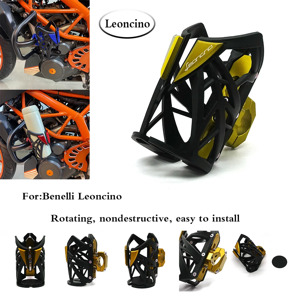 

CNC Water Bottle Cage For BenelliI Leoncino 250 500 BJ500 Motorcycle Drink Thermos Cup Holder Sdand LOGO Leoncino BENELLI