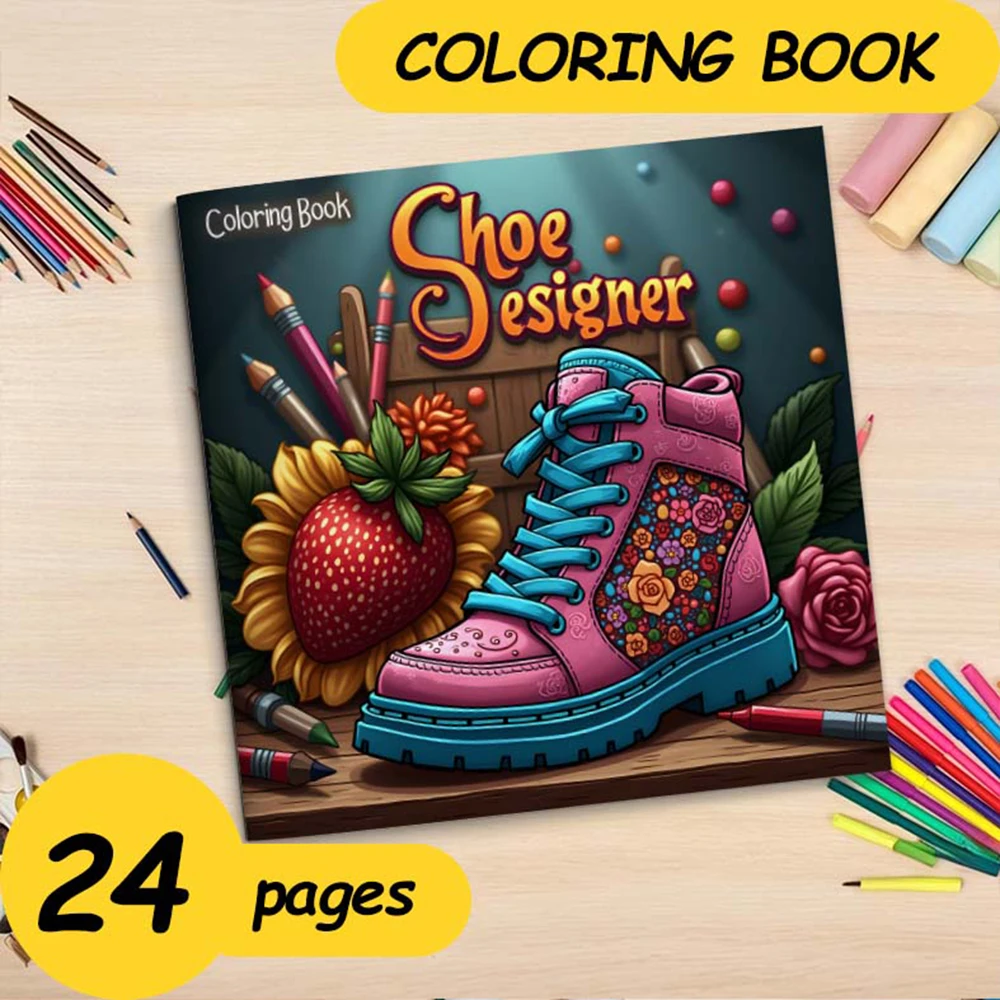 1pc 24 Page Creative Cartoon Coloring Book Educational Relaxation Gift Graffiti Painting Book Doodles Book Adult Children