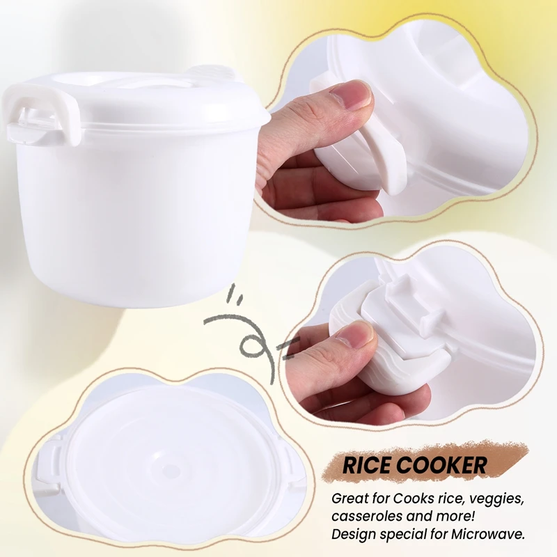 Microwave Rice Cooker Multifunction Small Lunch Container Microwave Cooker Cookware For Microwave Oven