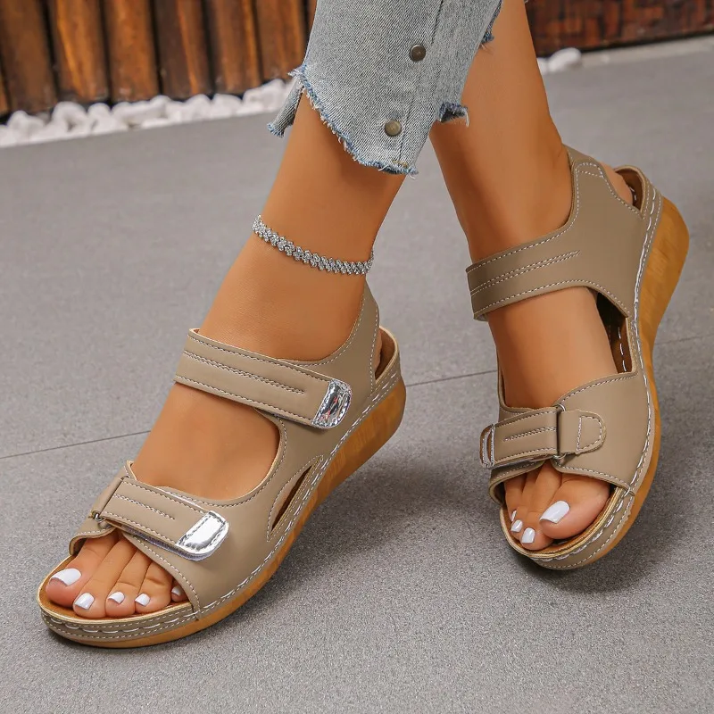Womens Anti-slip Platform Wedge Sandals Summer Outdoor Casual Roman Sandals Fashion Open Toe Elastic Sports Sandals Selling36-43