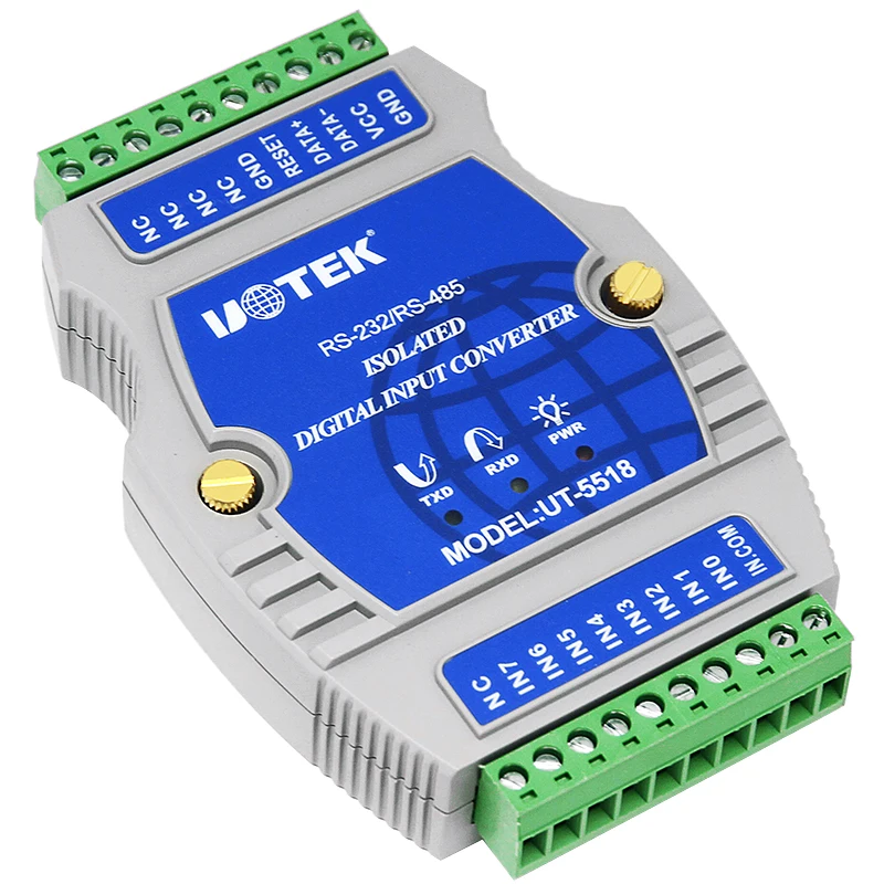 UOTEK IO RS232 RS485 Adapter Digital 8 Channel Optical Isolated Wet Contact I/O Input Module Controller UT-5518