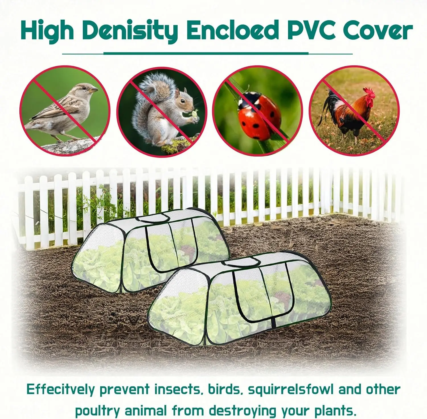 قطعتان من غطاء النبات المرتفع للحديقة مقاس 45 بوصة × 22 بوصة × 16 بوصة، غطاء سرير مرتفع قابل للطي مع نافذة جانبية، غطاء PVC مغلق #4