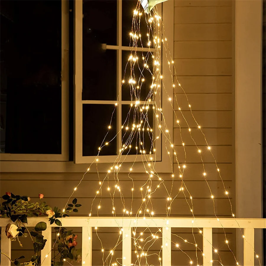 Luz de árbol de rama de vides creativa, 10 hebras, 200LED, alambre de cobre, cadena de luces de hadas de Navidad para fiesta, boda, decoración de jardín