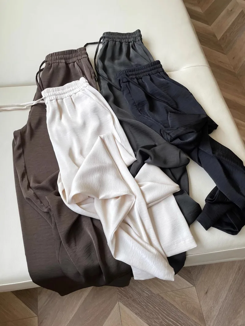 Miiiix Korean Fashion New High Waist Wide Leg Pants Women's Summer Thin Solid Color Versatile Casual Pants Female Clothing