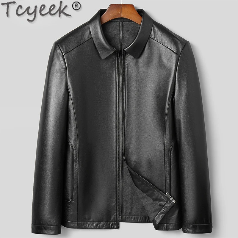 

Tcyeek Genuine Leather Man Jackets Fashion Thin Male Leather Jacket Spring Clothes Casual Top Layer Cowhide Coat Jaqueta Couro