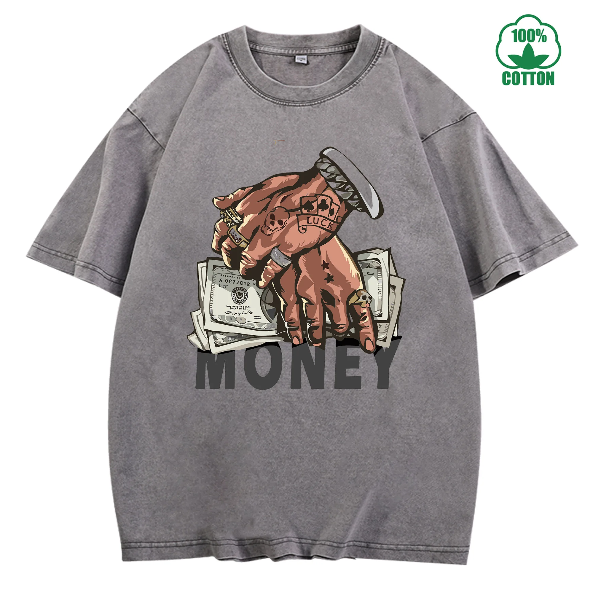 

Money Is Everything Vintage Washed T-Shirt 230g 100% Cotton Comfortable Oversized Streetwear Unisex