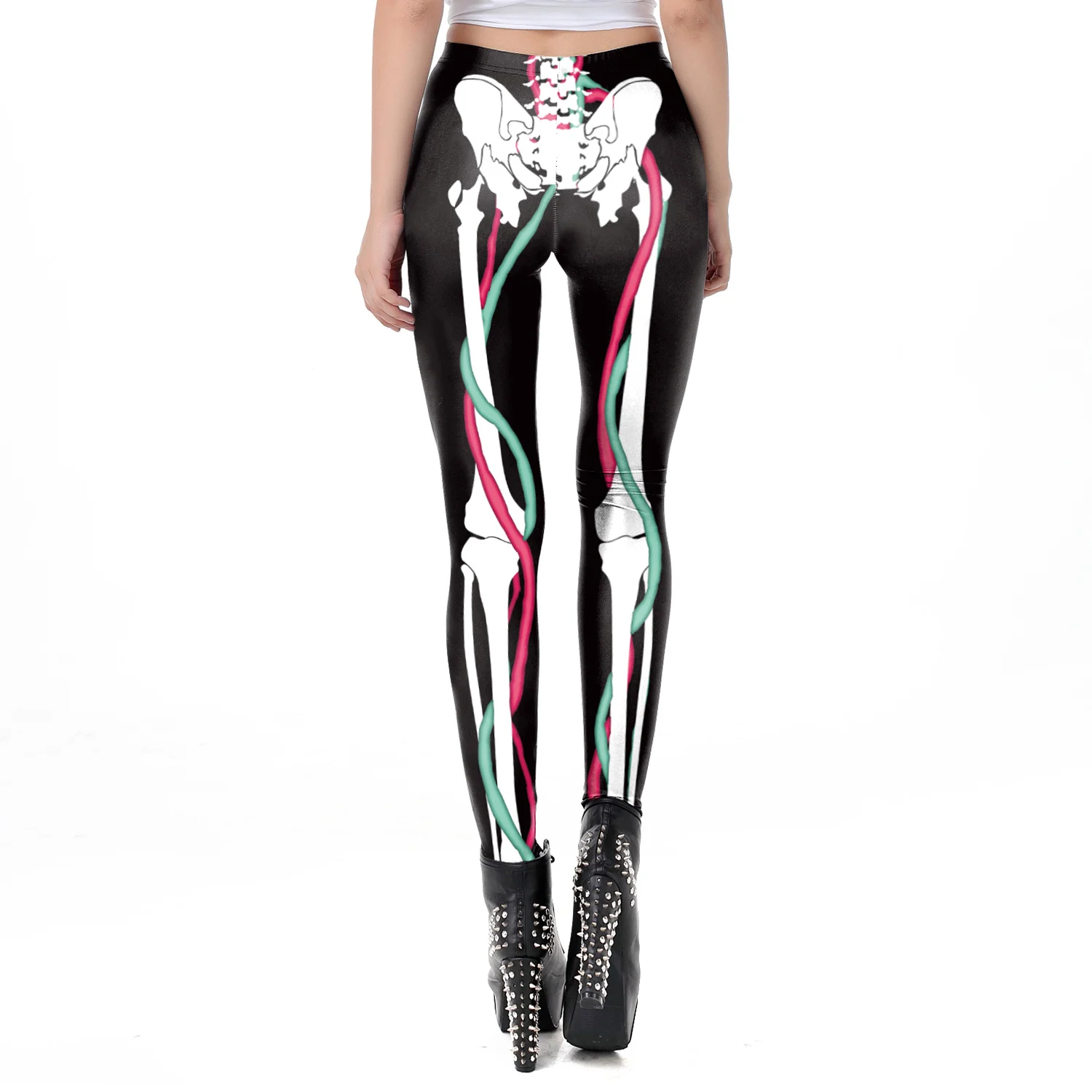 Halloween Women's Leggings Bones Skeleton Vascular 3D Digital Print Pants Cosplay Costume Skinny High Waist Casual Fitness Pants