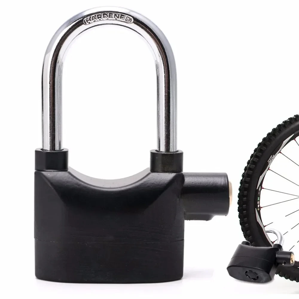 BBDHOME High Decibel Alarm Padlock Siren Anti-theft Waterproof Heavy Duty Material Black Long Beam For Bicycle Motorcycle Door