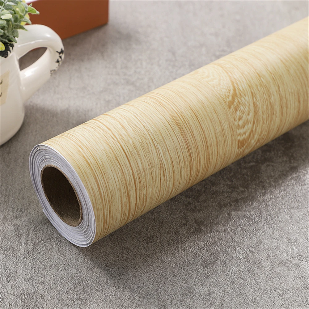 

40CM/60CM Width Beech Wood PVC Imitation Wood Waterproof Wallpaper Removable Wall Sticker Self-adhesive Table Cabinet Decoration