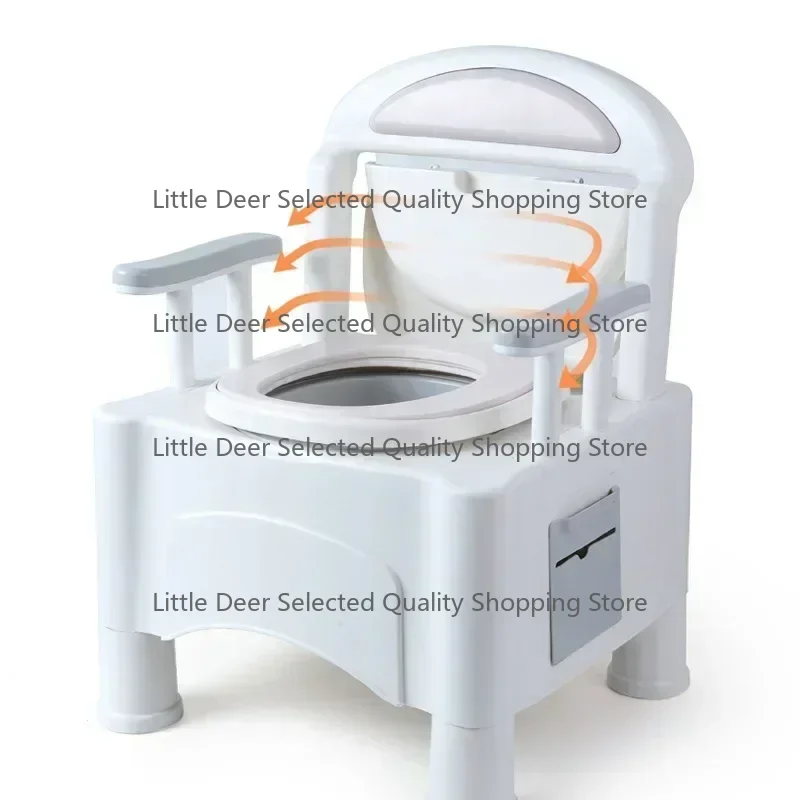 Back and Handrail Design Commode with Bucket Inner, Camping RV Toilet for and Kids, Home Boat Van