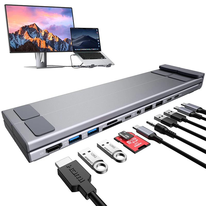 11-in-1 Laptop Docking Station Stand with USB Hub  Compatible with 1017-inch Laptops, 100W PD Charging, 9-Position Angle Adjus