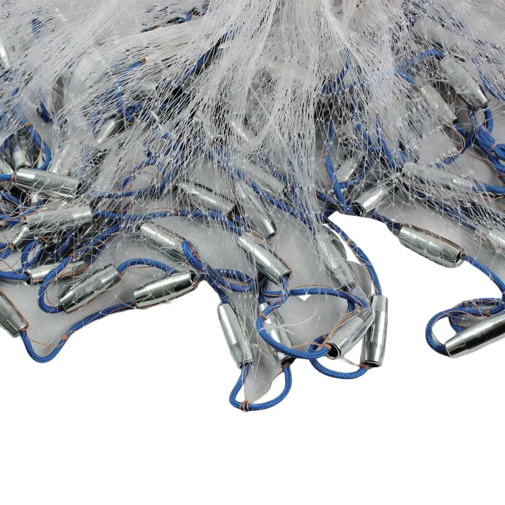 10ft/ 14ft/ 18ft/ 22ft Handmade Saltwater Fishing Cast Net with Sinker, Cast Fishing Net Spin Network Bait Fish Net Old Salt Pre