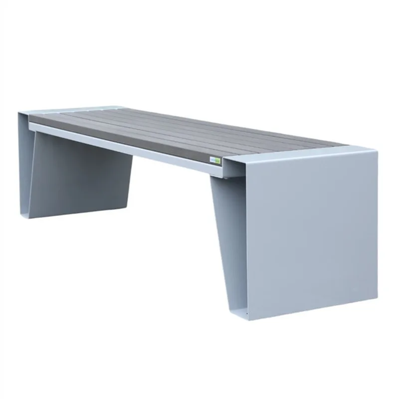 Custom Design Outdoor Park Metal Legs Hardwood Backless Bench Seat Outside Street Furniture Public