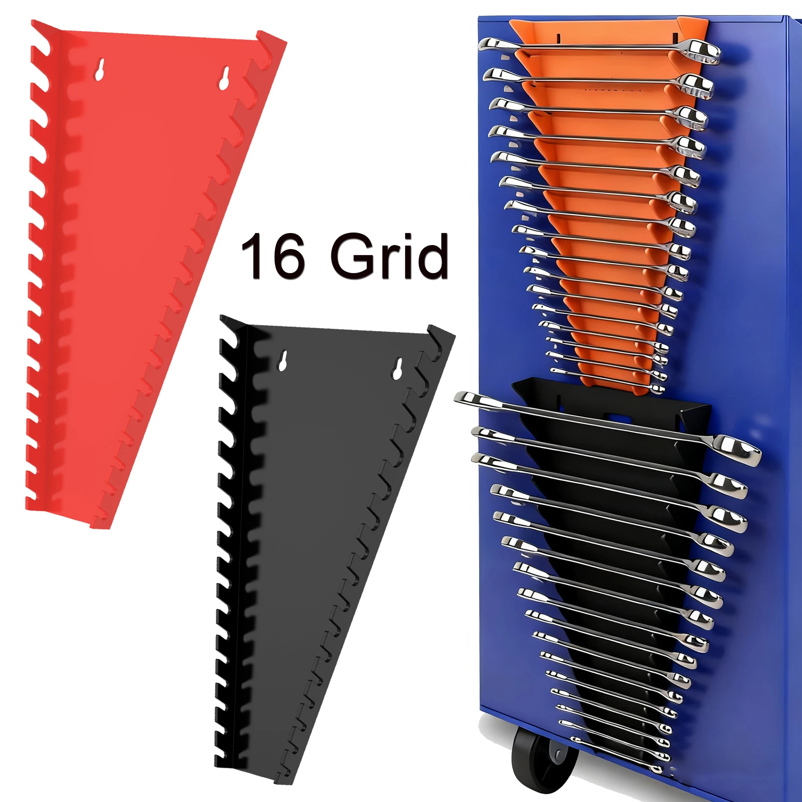 

2 шт. органайзер для гаечных ключей, пластиковый держатель для гаечных ключей, 16 сеток, стойка для гаражных гаечных ключей, стойка для хранения инструментов высшего качества для SAE и метрики