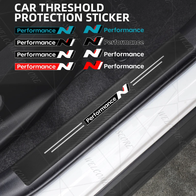 ل N الأداء شعار N خط I30 توسكاني إلنترا 4/5 قطعة 1 مجموعة ألياف الكربون عتبة باب السيارة الحرس غطاء صندوق السيارة حامي ملصقات