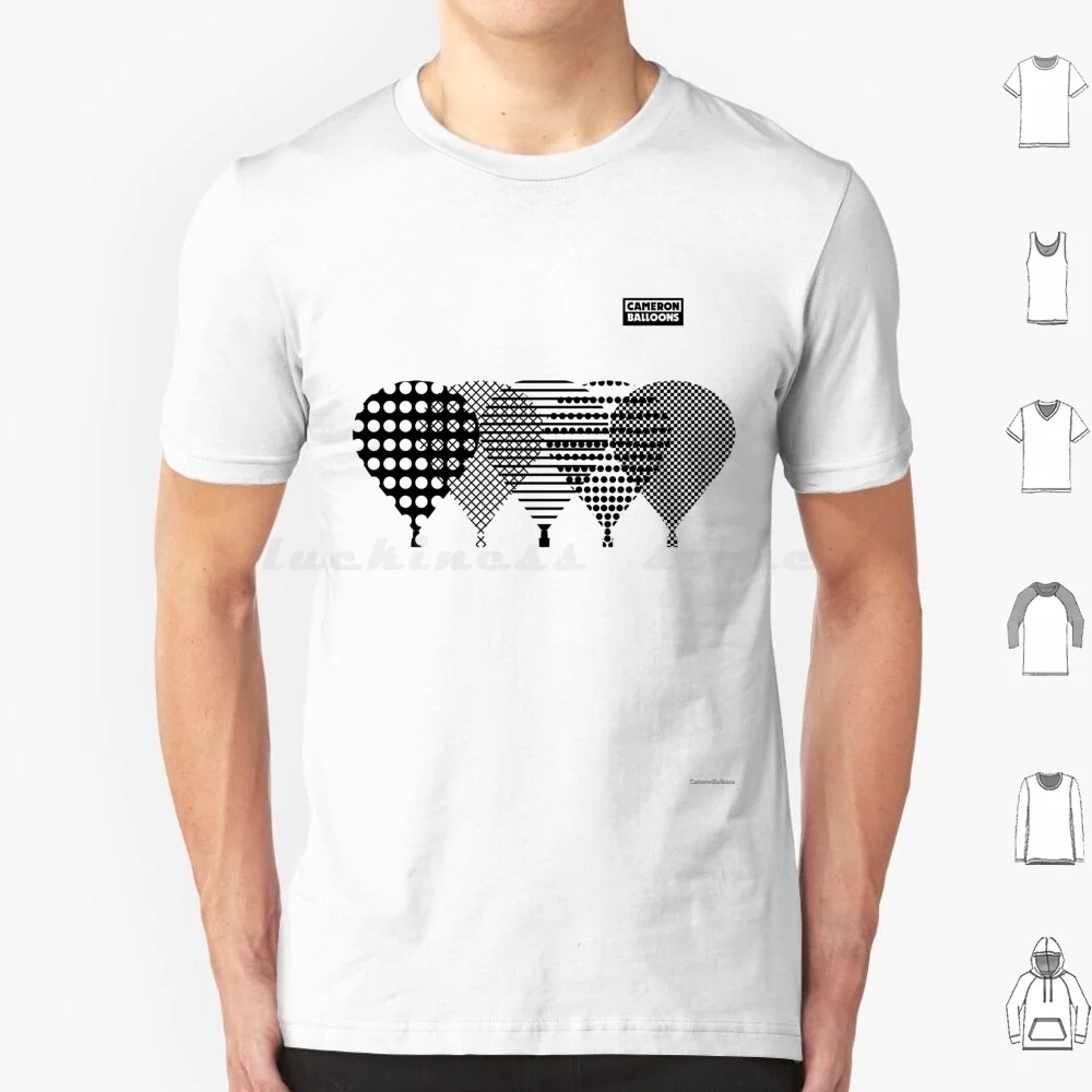 Dots , Spots , Checks And Stripes-Black T Shirt 6xl Cotton Cool Tee Hot Air Balloon Geometric Balloons Abstract Polkadots