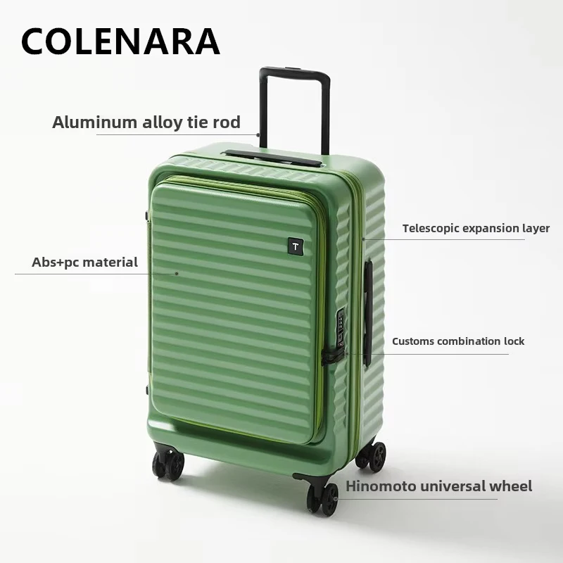 

COLENARA Rolling Suitcase Front Opening Laptop Boarding Case USB Charging Multifunctional Trolley Case 20"24"28 Inches Luggage