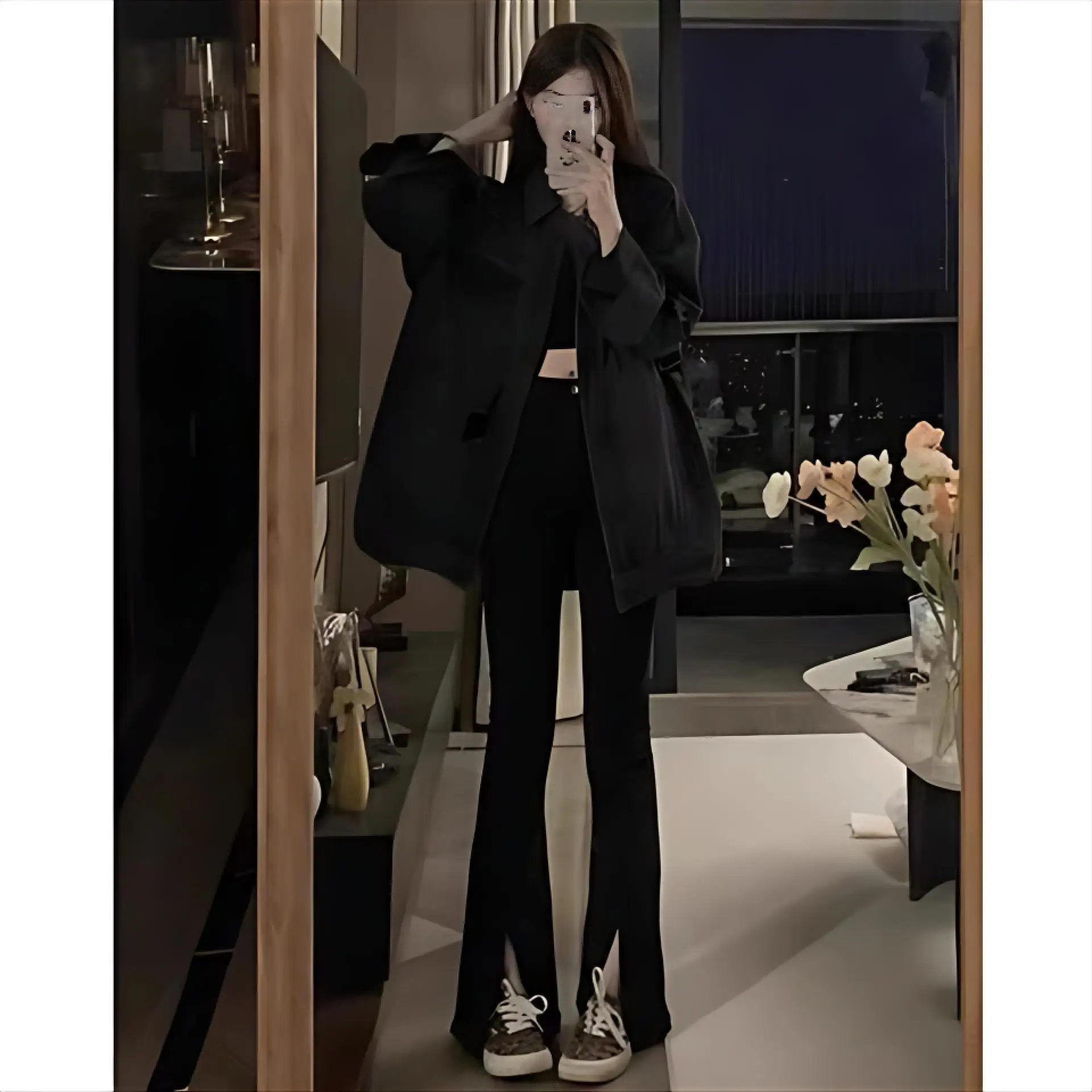 

Denim Coat Embossed Womens Fall Wide Waist-Cinching Snap Button Travel Retro Mellow Beautiful Minimalist Belted Corduroy Pleated